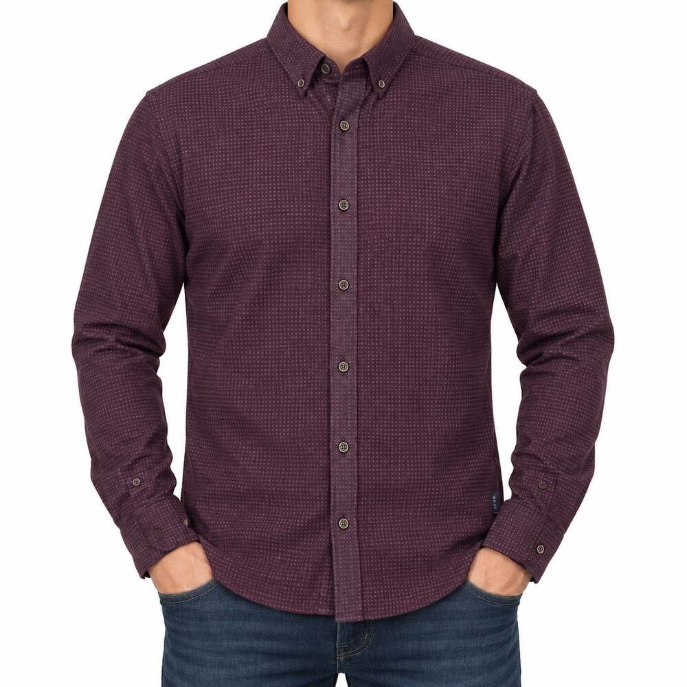 NEW ROWM Shirt Mens Small Purple Geometric 100% Cotton Long Sleeve Button-Down